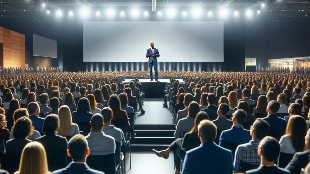 conference attendees watching a presentation