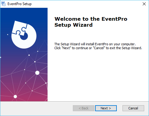 Screenshot of starting EventPro Software Installation Wizard