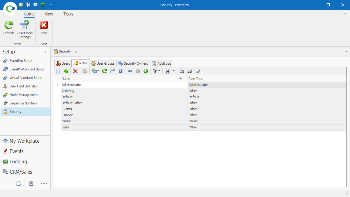 Security Roles in EventPro Software Setup