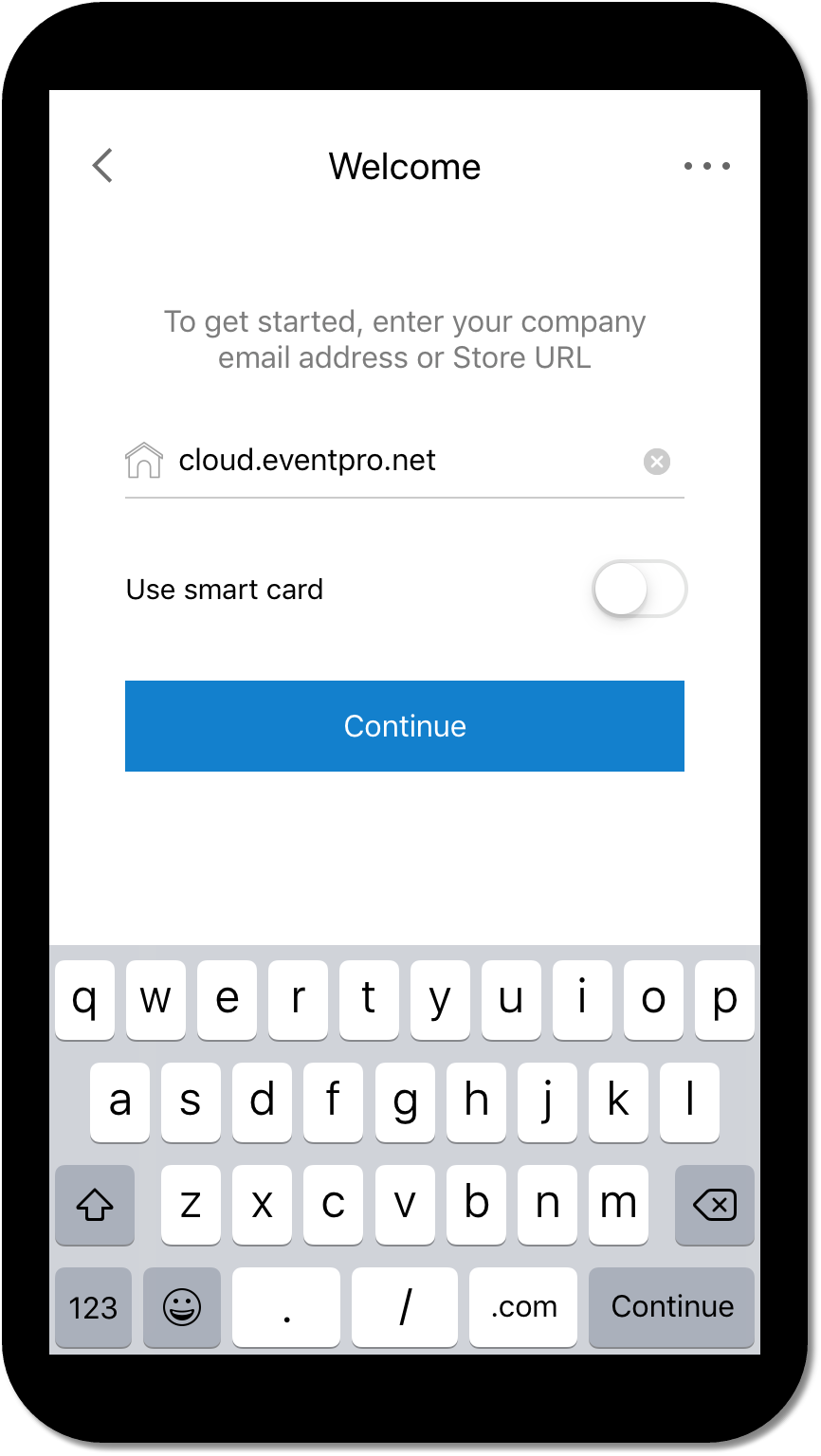 Screenshot of entering EventPro account in Citrix WorkSpace on mobile phone